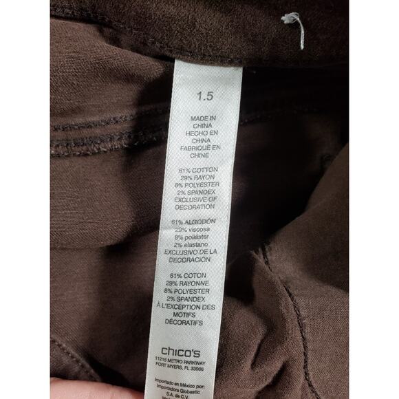 Chicos Jeans 1.5 US Size 10 Womens Brown Stretch Pants Mid Rise Platinum Jegging - Picture 4 of 12